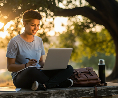 Student on laptop